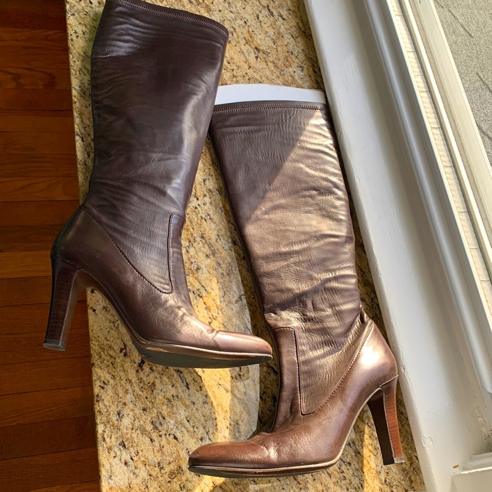 Cole Haan Nydia Sexy Stretch High Heel Tall Boot Brown Size: 8B